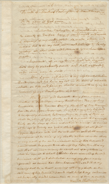 Will of Martha Washington