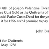 Receipt, from John Blair, May 8, 1758